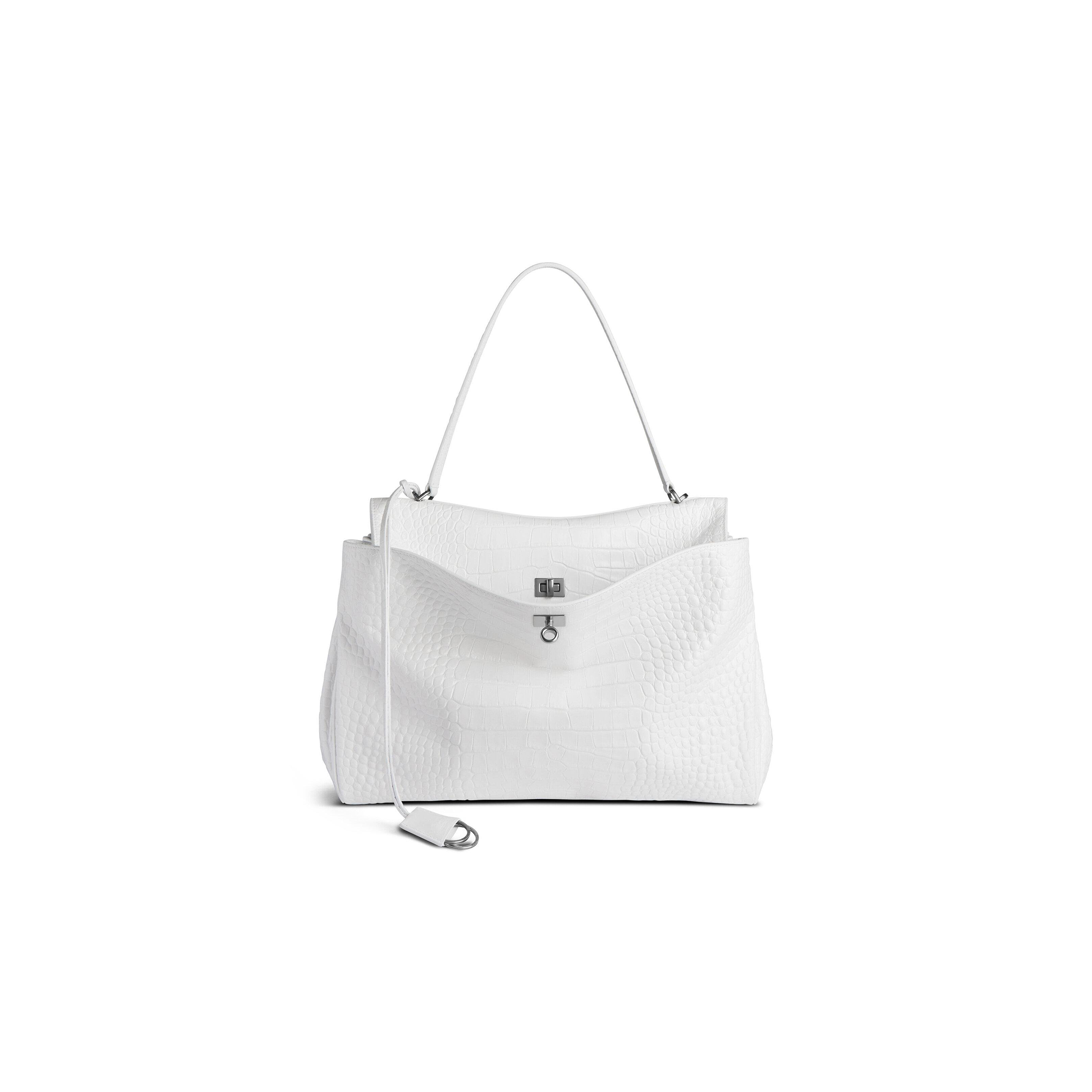 Ba*len*cia*ga women''s rodeo large handbag crocodile embossed in white 7897422aa5l1200 (39.8*29.9*12.9)